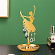 Dancer Iron Earring Display Stands with Round Tray EDIS-WH0016-019A-3