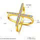 Brass Micro Pave Cubic Zirconia Criss Cross rings RJEW-BB39449-G-9-3