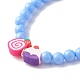 Карамельный цвет пластиковый круглый браслет из бисера стрейч с полимерной глиной в форме еды для малыша BJEW-JB07582-6