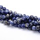 Natürliche blaue Fleck Jaspis Runde Perlen Stränge G-O047-01-6mm-2