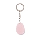 Natural Rose Quartz Teardrop with Spiral Pendant Keychain KEYC-A031-02P-05-3