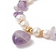4 pz 4 stile natura misto pietre preziose e braccialetti di perline conchiglia con ciondoli a cuore per le donne BJEW-TA00242-3