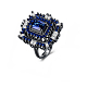 トレンドの真鍮製キュービックジルコニア指輪  ワイドバンドリング  正方形  サイズ9  ブルー  ガンメタ色  18.9mm RJEW-BB26927-C-9-1