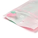 印刷されたプラスチック包装のジップロックバッグ  トップセルフシールパウチ  ハート柄の長方形  ピンク  12x5.5x0.24cm OPP-F001-02-3