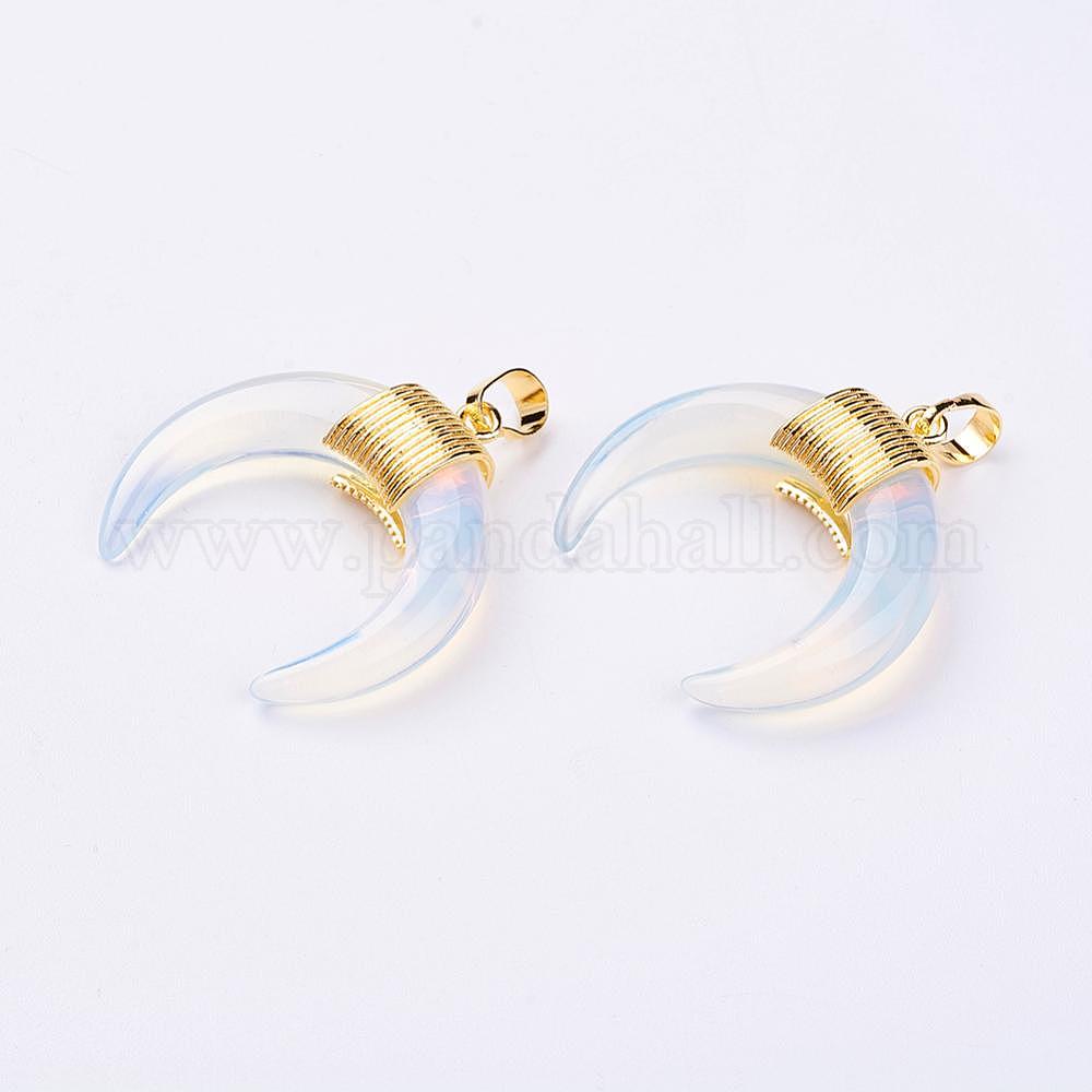 Lot De 2 Pendentifs En Opalite Naturelle - Diamètre Environ 29 Mm - Neufs