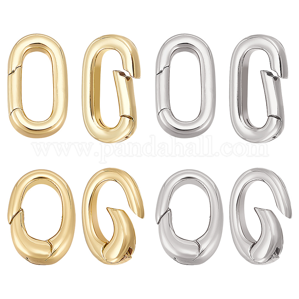 Spring Gates D Rings Wholesale BENECREAT 8Pcs 4 Styles Brass Spring Gate Rings - Pandahall.com