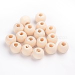 Unfinished Wood Beads, Natural Wooden Loose Beads Spacer Beads, Round, Creamy White, 10x9mm, Hole: 3mm, about 1710pcs/500g