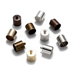 Brass Cord Ends, End Caps, Mixed Color, 14x10mm, Hole: 1mm, Inner Diameter: 9mm