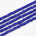 Opaque Color Glass Beads Strands, Faceted, Cube, Blue, 2~2.5x2~2.5x2~2.5mm, Hole: 0.5mm, 195~200pcs/strand, 17.7 inch~18.8 inch