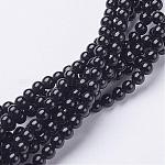 Brins de perles rondes en onyx noir naturel, Grade a, teinte, 3mm, Trou: 0.5mm, Environ 118 pcs/chapelet, 15 pouce