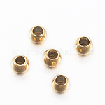 Revestimiento iónico (ip) 304 perlas de acero inoxidable, redondo, dorado, 2x1.2mm, agujero: 1 mm