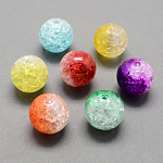 Perles acryliques craquelées transparentes à deux tons, moitié peint à la bombe, ronde, couleur mixte, 16mm, Trou: 2.5mm, environ 210 pcs/500 g