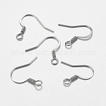 Ganchos para pendientes franceses de acero inoxidable quirúrgico 316 resistentes al deslustre, con lazo horizontal, ganchos para pendientes planos, color acero inoxidable, 17x18x1.5mm, agujero: 2 mm, pin: 0.6 mm