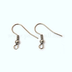 Brass Earring Wire Hooks, with Horizontal Loop with Beads, Platinum, 19mm, Hole: 1.5mm, Pin: 0.7mm