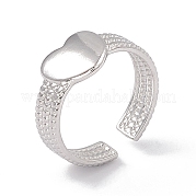 304 Stainless Steel Heart Open Cuff Ring for Women RJEW-G275-06P