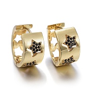 Серьги-кольца из латуни с микро-паве из фианита EJEW-K083-40G-A