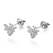 Серьги-гвоздики из циркония EJEW-T046-29P-NF