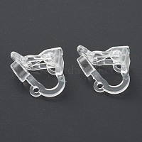 Plastic Stud Earring Findings, Flat Round, Clear, 12x5mm, Pin: 1mm, about  1000pcs/bag