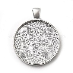 Aleación colgante ajustes cabujón, tazas de bisel de borde liso, sin plomo, cadmio, níquel, plano y redondo, Platino, 43x34x4mm, agujero: 7x4 mm, Bandeja: 30 mm