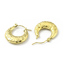 Placcatura ionica (ip) 304 acciaio inossidabile mezzaluna con orecchini a cerchio a farfalla per donna&nbsp;EJEW-G293-15G