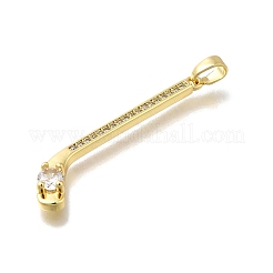 Pendentifs avec zircon cubiques à micro-pavés en laiton&nbsp;KK-V002-12G