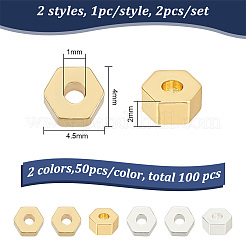 100 pz 2 colori cremagliera placcatura perline in ottone&nbsp;KK-BC0012-82