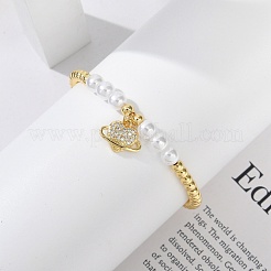 Bracelets à breloques en laiton micro pavé de zircones cubiques pour femmes&nbsp;BJEW-M050-02G-02