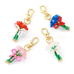 4 pz di decorazioni pendenti con fiocco di semi di vetro&nbsp;HJEW-TA00423