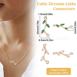 20 pz. 2 colori ottone micro pavé zirconia cubica connettore charms&nbsp;KK-BBC0002-97