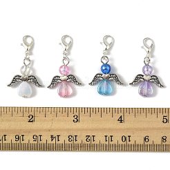 32 pz 4 colori angelo acrilico trasparente con decorazioni pendenti in lega&nbsp;HJEW-FS00040-01