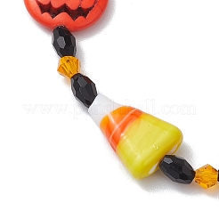 Halloween gefärbte synthetische türkise und Glasperlen-Stretcharmbänder&nbsp;BJEW-JB10602