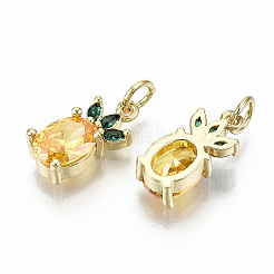 Ciondoli in ottone con micro pavé di zirconi dorati&nbsp;X-ZIRC-S067-155-NF
