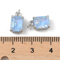 Dijes de latón con micropavé de circonitas cúbicas y vidrio de vidrio&nbsp;KK-Q039-02P