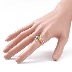 Anello polsino con perline rotanti con semi di vetro&nbsp;RJEW-JR00511-08