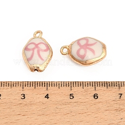 Porcelaine imprimée faite à la main avec pendentifs en laiton&nbsp;PR-CBAB520-13G