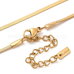 Collar de cadena de serpiente plana con colgante de corazón de acero inoxidable 304 con revestimiento iónico (IP) para mujer&nbsp;NJEW-G142-05G
