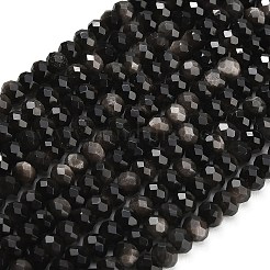 Natürliche silberne Obsidianperlenstränge&nbsp;G-C280-A02-01