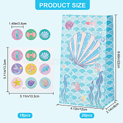 12 pz 4 stili sacchetti di carta a tema oceano&nbsp;AJEW-WH0283-19
