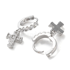 Orecchini a cerchio in ottone con zirconi cubici chiari micro pavè&nbsp;EJEW-C121-18P