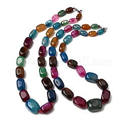 Colliers de perles cubiques dégradées en agate naturelle teintée&nbsp;NJEW-C113-01E