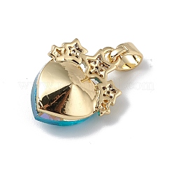 Colgantes de circonio cúbico transparente micro pavé de latón chapado en oro real de 18k&nbsp;KK-C015-08G
