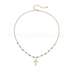 Colgante de cruz de acero inoxidable 304 hecho a mano con forma de ojo malvado&nbsp;NJEW-JN05397-02