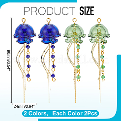 4 pendentif 2 couleurs en laiton et verre&nbsp;PALLOY-WR00029