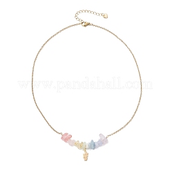 Collares de cadena tipo cable con colgante de mariposa de acero inoxidable 304 y cuentas de piedras preciosas de chakra para mujer&nbsp;NJEW-JN05826