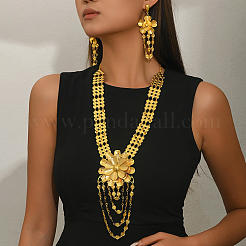 Elegantes Set aus Halskette mit floralem Anhänger aus Eisen und Ohrsteckern für Damen&nbsp;XW5636