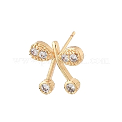Orecchini a bottone da donna in ottone con micro pavé di zirconi trasparenti&nbsp;EJEW-G428-26G-01