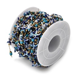 Catene a maglie di stelle marine turchesi sintetiche in acciaio inossidabile 304 fatte a mano&nbsp;CHS-L032-13G-01