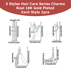 10 pz. 5 stili di serie per la cura dei capelli con placcatura in ottone e ciondoli in zirconia cubica&nbsp;KK-HS0002-13P