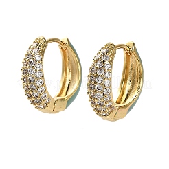 Pendientes de aro de latón con micro circonitas y cubic zirconia transparente&nbsp;EJEW-P308-07G