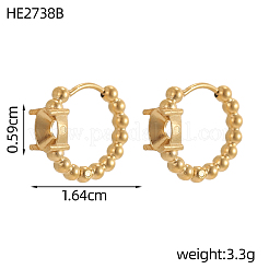 Sertissage de boucles d'oreilles créoles perlées en acier inoxydable 304&nbsp;STAS-OY011-98G